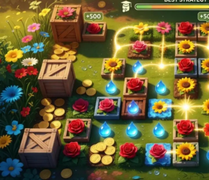 Taktické rozloženie ťahov v náročnej úrovni Gardenscapes
