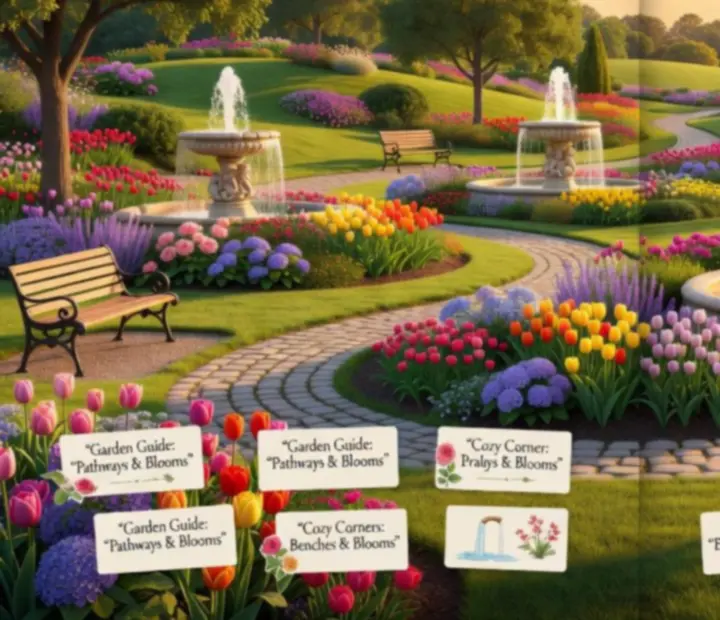 Ilustrovaný prehľad sprievodcov Gardenscapes s prepojenými kartami návodov